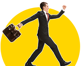 Homme en costume qui part au travail